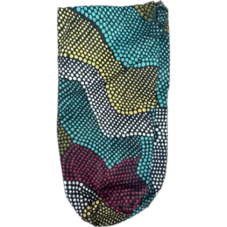 Multi-purpose teal, yellow and white small polkadot drawstring bag