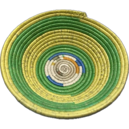Handcrafted woven multicolor bowl (Green, Yellow, White and Blue)