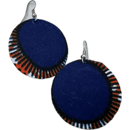 Button-style earrings with a bold, African-inspired design