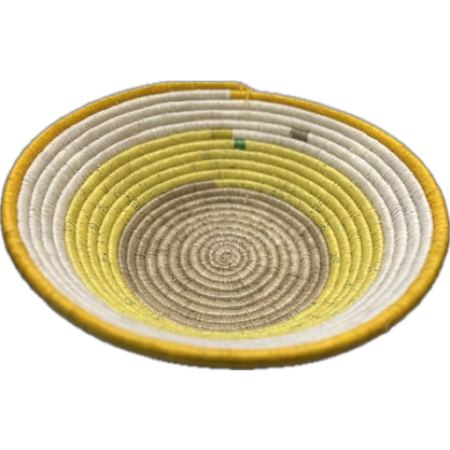 Handcrafted woven multicolor bowl (Yellow, White and Light Brown)