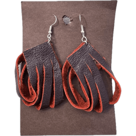 Two-toned dark brown leather earrings
