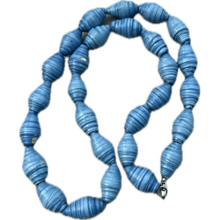 Blue paper beads necklace