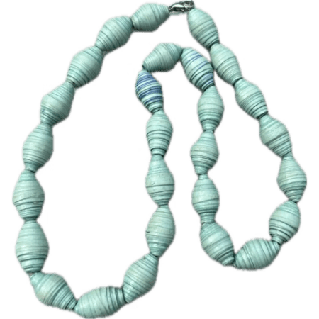 Light Teal paper beads necklace